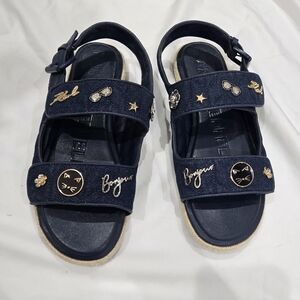 Karl Lagerfeld Paris Charlay Denim Sandals Charms Accents 9.5